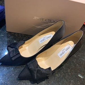 Jimmy Choo size 36 1/2 satin/parent black pumps